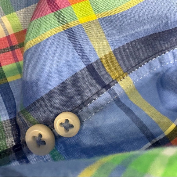 Ralph Lauren Plaid Button Down Shirt Mens XLT Blue Classic-Fit Short Sleeve - Picture 7 of 11
